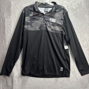 NWT Men NBA 1/4 Zip Pullover Sweatshirt Size  Large Black/ Gray